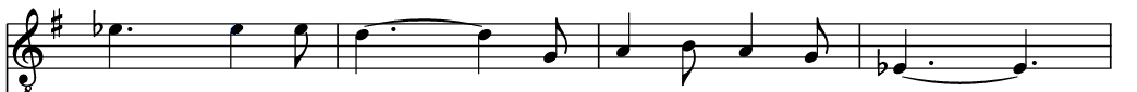 Music notation for the third line of Incy Wincy Spider (my version - the real one).